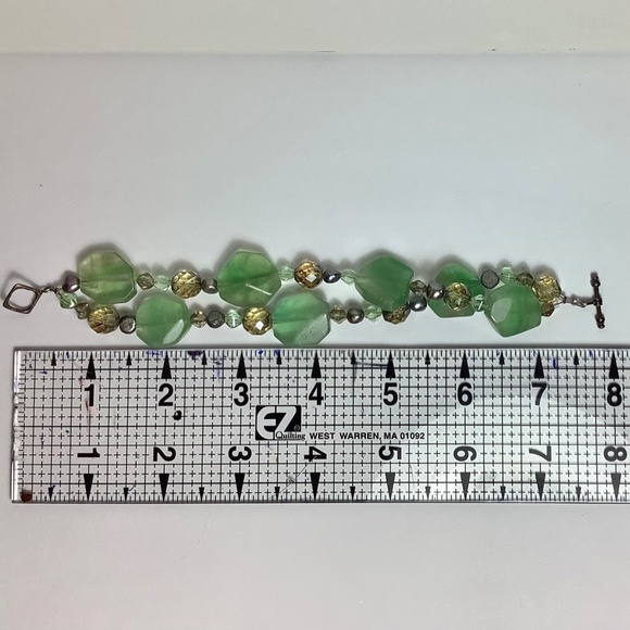Stone bracelet, green fluorite with crystal beads. - Picture 3 of 3